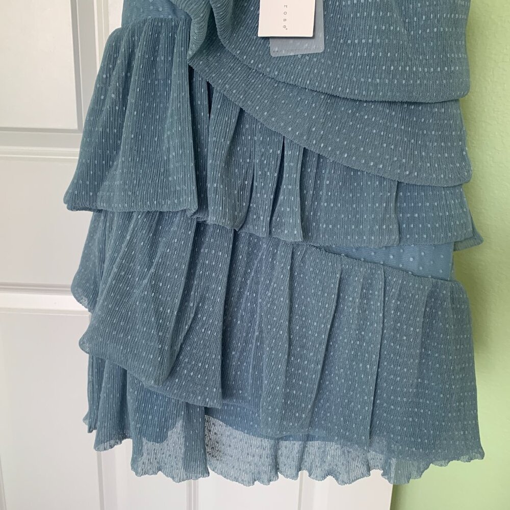 One-Shoulder Blue Ruffle Dress - Picture 10 of 15
